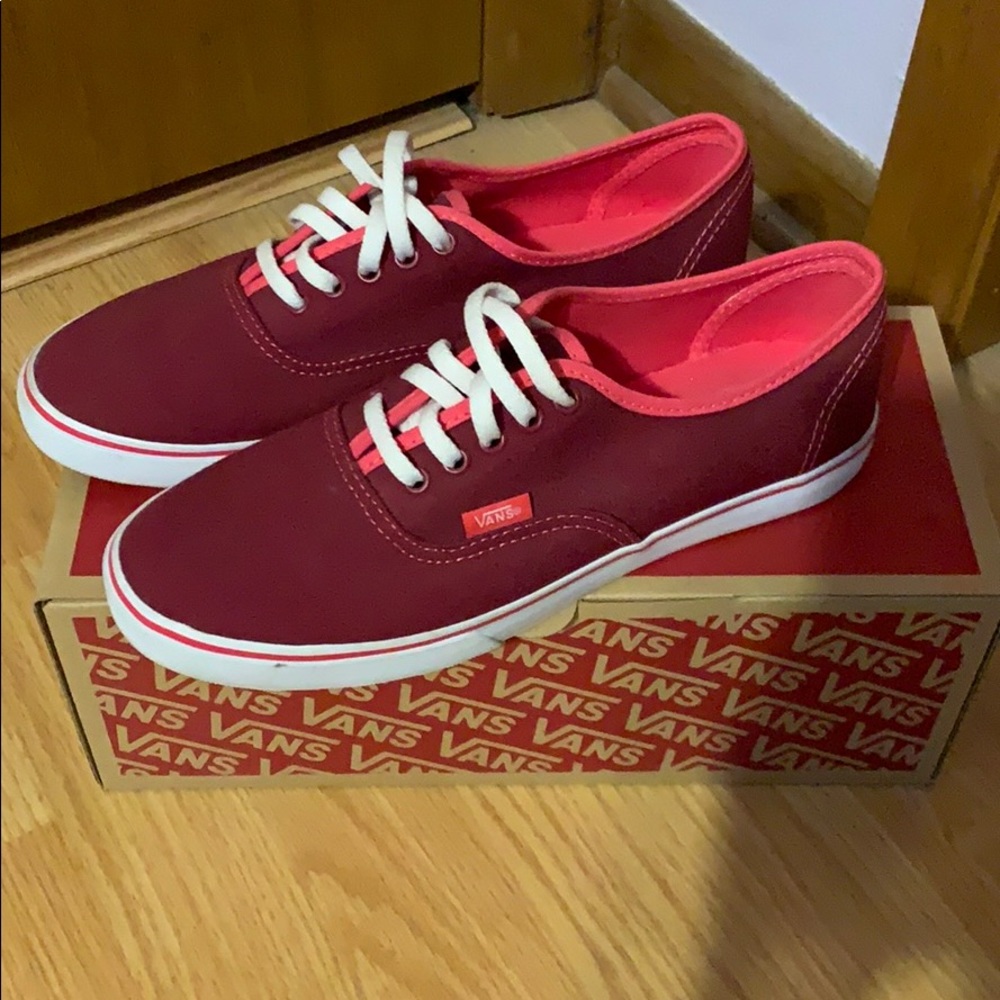 Burgundy & hot pink Vans